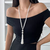 Jewelry Elegant Tassel Imitation Pearl And Imitation Crystal Necklace Geometric Style Electroplated