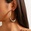 Jewelry Exaggerated Geometric Big Circle Earrings With Leopard Print Ccb Electroplated For Women
