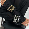 Jewelry Exaggerated Geometric Imitation Pearls And Ccb Electroplated Bracelet Set