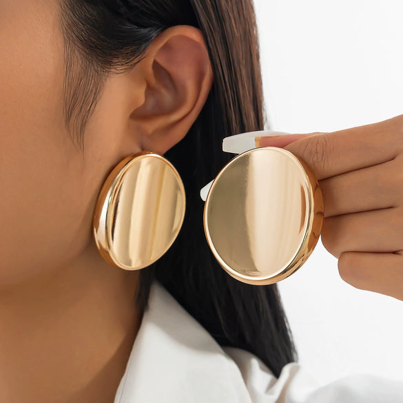 Jewelry Exaggerated Irregular Oval Metal Geometric Electroplated Earrings For Women