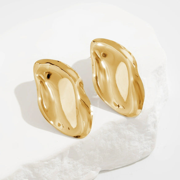 Jewelry Exaggerated Irregular Oval Metal Geometric Electroplated Earrings For Women