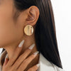 Jewelry Exaggerated Irregular Oval Metal Geometric Electroplated Earrings For Women