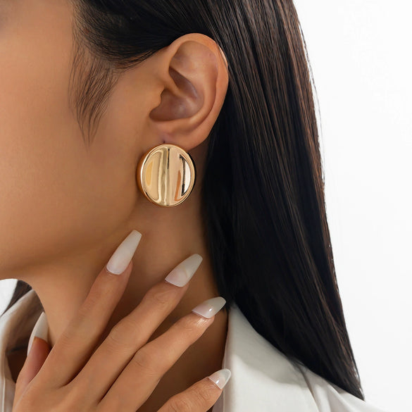 Jewelry Exaggerated Irregular Oval Metal Geometric Electroplated Earrings For Women