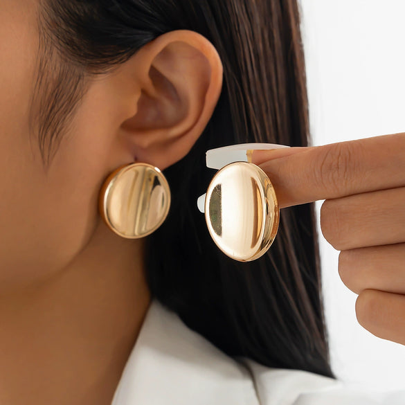 Jewelry Exaggerated Irregular Oval Metal Geometric Electroplated Earrings For Women