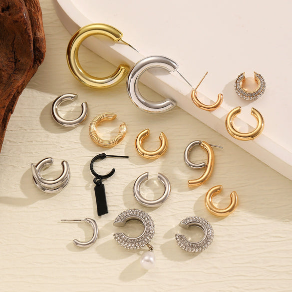 Jewelry Exaggerated Personality Geometric Copper Electroplated Earrings