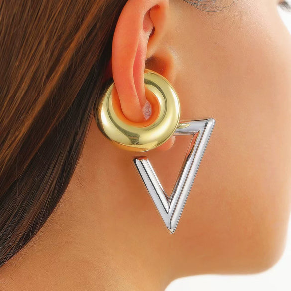 Jewelry Exaggerated Personality Geometric Copper Electroplated Earrings