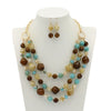 Jewelry Exaggerated Resin Multilayer Clavicle Chain Statement Necklace With Plastic Mixed Gem Inlay Geometric Style