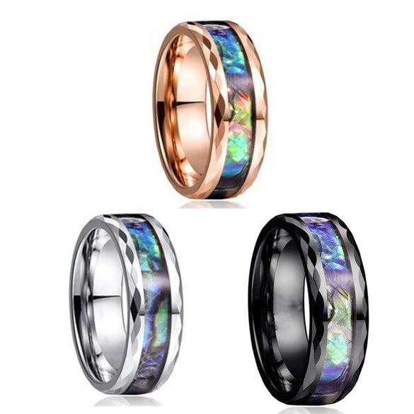 Jewelry Fashion Creative Black Diamond Beveled Shell Ring Stainless Steel