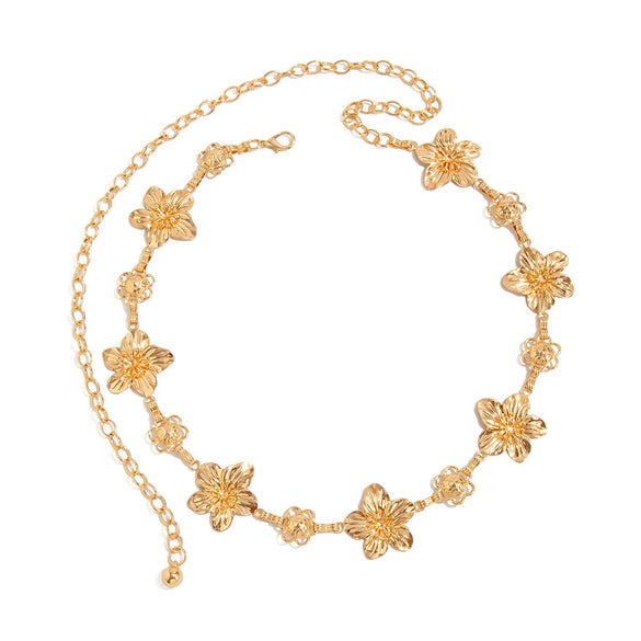 Jewelry Fashion Flower Splicing Alloy Waist Chain Body Chain For Women Retro Style