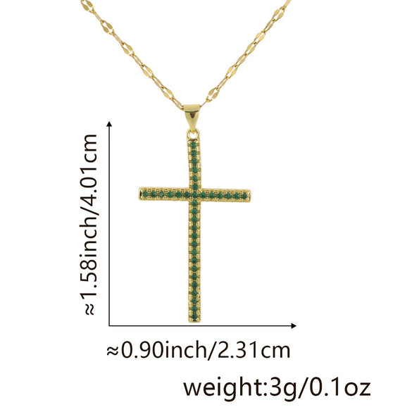 Jewelry Fashion Pendant Copper Zircon Goldplated Cross Lip Chain Electroplating Geometric Style