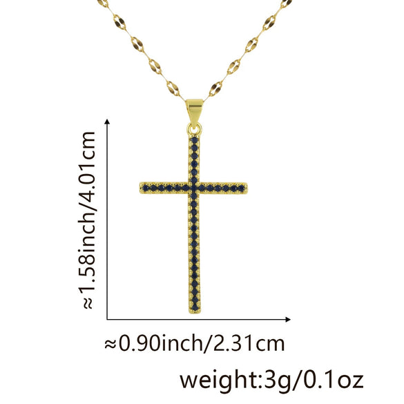 Jewelry Fashion Pendant Copper Zircon Goldplated Cross Lip Chain Electroplating Geometric Style