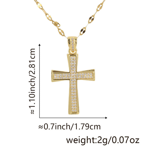 Jewelry Fashion Pendant Copper Zircon Goldplated Cross Lip Chain Electroplating Geometric Style