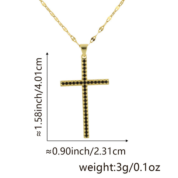 Jewelry Fashion Pendant Copper Zircon Goldplated Cross Lip Chain Electroplating Geometric Style