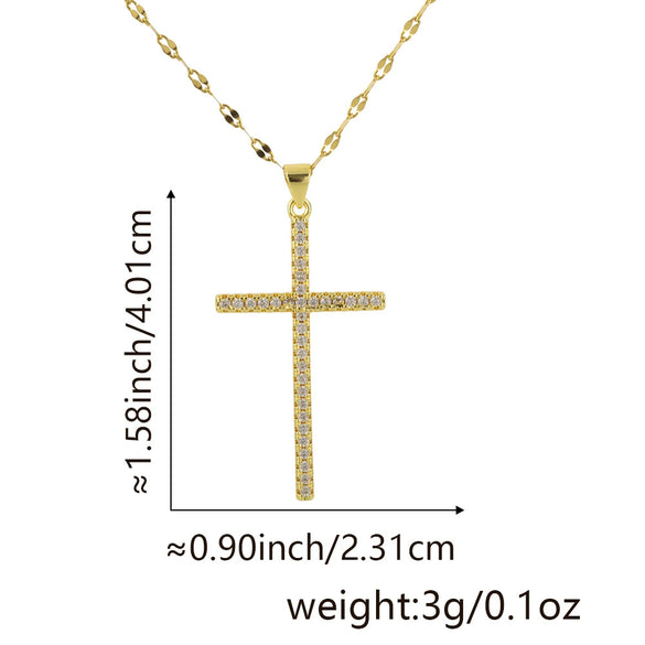 Jewelry Fashion Pendant Copper Zircon Goldplated Cross Lip Chain Electroplating Geometric Style