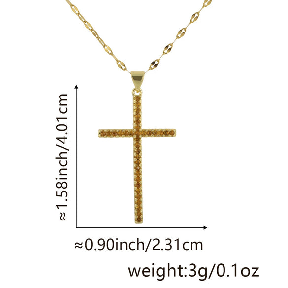 Jewelry Fashion Pendant Copper Zircon Goldplated Cross Lip Chain Electroplating Geometric Style