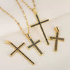 Jewelry Fashion Pendant Copper Zircon Goldplated Cross Lip Chain Electroplating Geometric Style