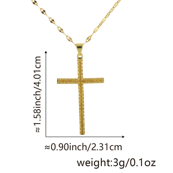 Jewelry Fashion Pendant Copper Zircon Goldplated Cross Lip Chain Electroplating Geometric Style