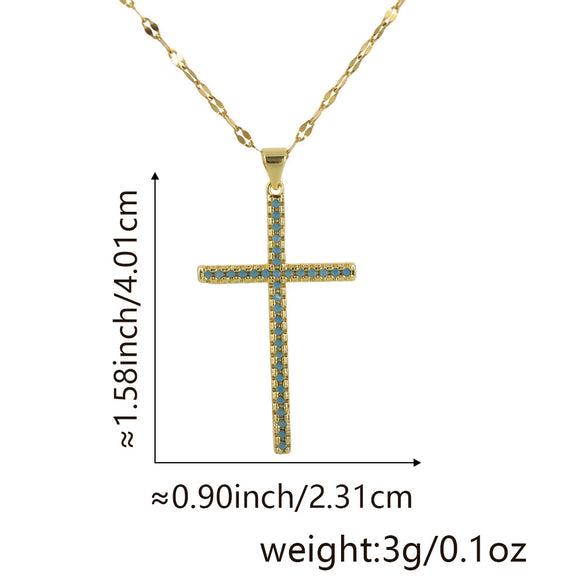 Jewelry Fashion Pendant Copper Zircon Goldplated Cross Lip Chain Electroplating Geometric Style
