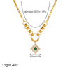 Jewelry Fashion Retro Gold Plated Square Diamond White Shell Stainless Steel Pendant Chain Bracelet Earrings Necklace For Women