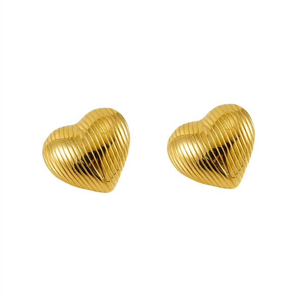 Jewelry Fashion Simple Geometric 316L Stainless Steel Earrings For Women With Electroplating And Wave Pattern