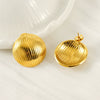 Jewelry Fashion Simple Geometric 316L Stainless Steel Earrings For Women With Electroplating And Wave Pattern