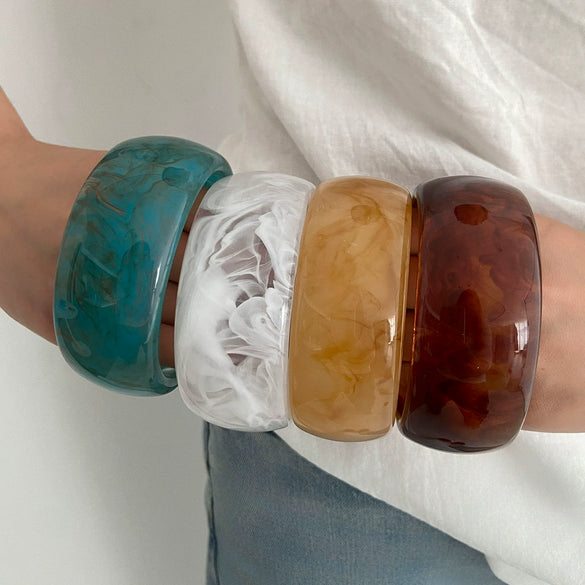 Jewelry Fashion Wide Bracelet Resin Elegant Geometric Polish