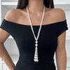 Jewelry Fashionable Pearl Tassel Imitation Pearl And Imitation Crystal Geometric Simple Electroplating Clavicle Chain