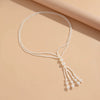 Jewelry Fashionable Pearl Tassel Imitation Pearl And Imitation Crystal Geometric Simple Electroplating Clavicle Chain