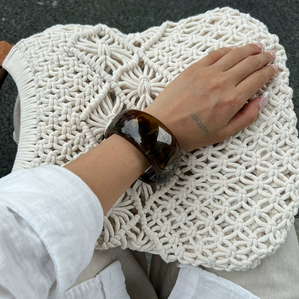 Jewelry Fashionable Retro Resin Asymmetrical Polygonal Elastic Handmade Bracelet