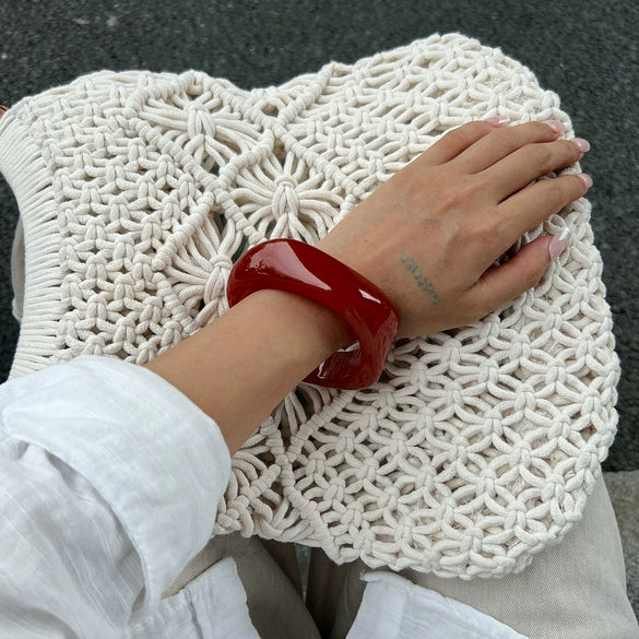 Jewelry Fashionable Retro Resin Asymmetrical Polygonal Elastic Handmade Bracelet