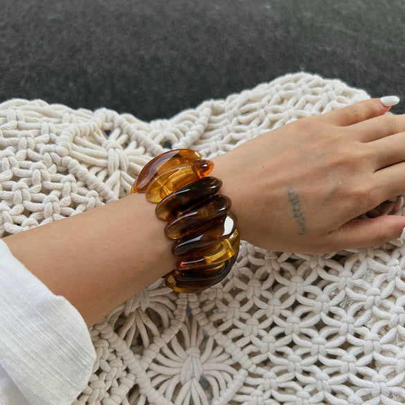 Jewelry Fashionable Retro Resin Asymmetrical Polygonal Elastic Handmade Bracelet