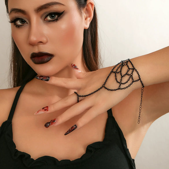 Jewelry Finger Bracelet Metal Geometric Spider Web Electroplated For Women
