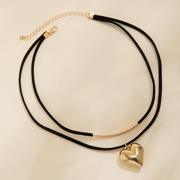 Jewelry Flannel Rope Heart Geometric Simple Electroplated Necklace For Women