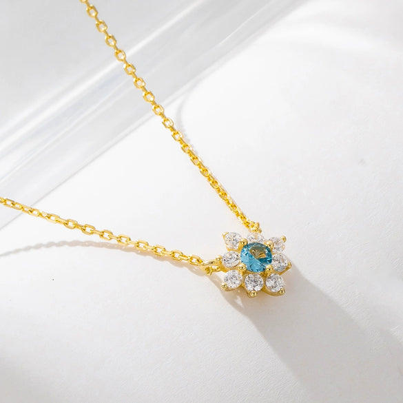 Jewelry Flower Diamond Pendant Necklace 925 Silver For Women