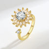 Jewelry Flower Shaped Zircon Ring Copper Electroplating Women's