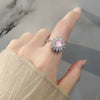 Jewelry Flower Shaped Zircon Ring Copper Electroplating Women's