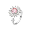 Jewelry Flower Shaped Zircon Ring Copper Electroplating Women's