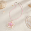 Jewelry Flower Shell Pendant Necklace With Rice Beads Electroplated Clavicle Chain For Women