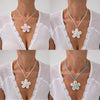 Jewelry Flower Shell Pendant Necklace With Rice Beads Electroplated Clavicle Chain For Women