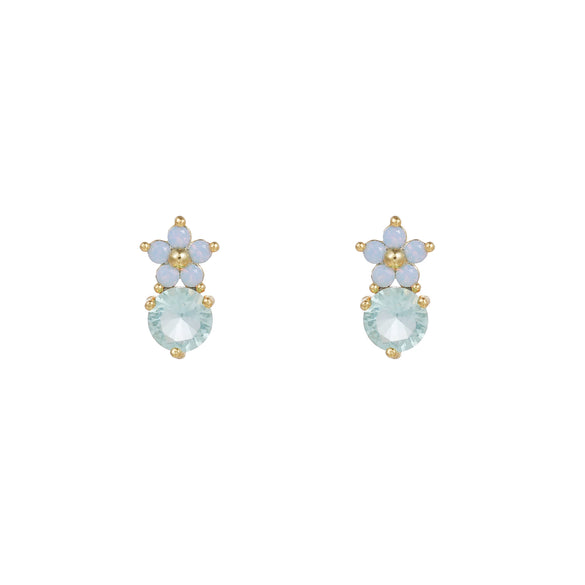 Jewelry Flower Stud Earrings Brass Inlaid Zircon