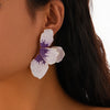 Jewelry Folding Pink Petal Earrings Iron Dripping Oil Flower Style Electroplating For Women
