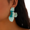 Jewelry Folding Pink Petal Earrings Iron Dripping Oil Flower Style Electroplating For Women