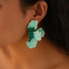 Jewelry Folding Pink Petal Earrings Iron Dripping Oil Flower Style Electroplating For Women