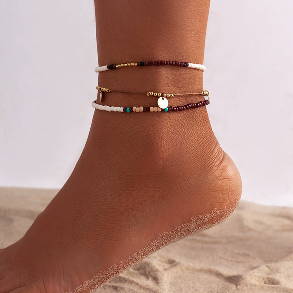 Jewelry Foot Chain Bohemian Multilayer Beaded Star Pattern Plastic Resin Women's