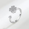 Jewelry Four Leaf Clover Rotating Opening Ring Copper Electroplated For Women