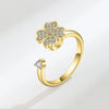 Jewelry Four Leaf Clover Rotating Opening Ring Copper Electroplated For Women