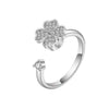 Jewelry Four Leaf Clover Rotating Opening Ring Copper Electroplated For Women