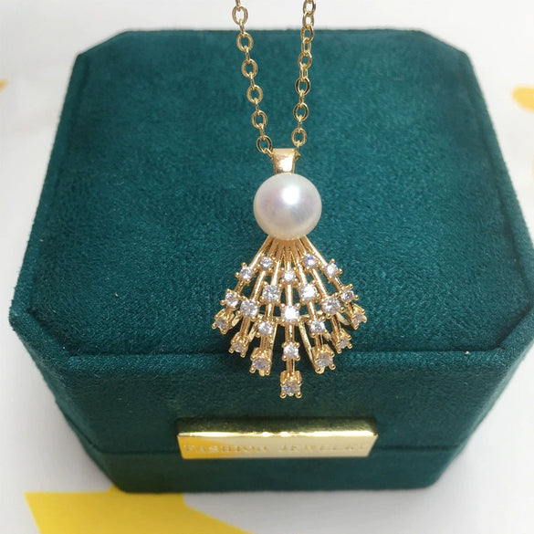 Jewelry Freshwater Pearl Pendant Necklace Copper K Gold Craft Flat Round And Steamed Bread Round Pearl