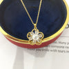 Jewelry Freshwater Pearl Pendant Necklace Natural Style Copper 18K Goldfilled Rotating Micropaved Zircon Flower Shape