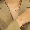 Jewelry Freshwater Pearl 316L Stainless Steel Electroplating Geometric Women's Necklace Bracelet